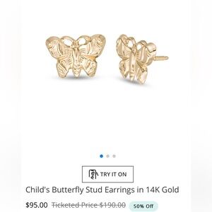 Zales Child’s Butterfly Stud in 14k Gold Earrings NBW